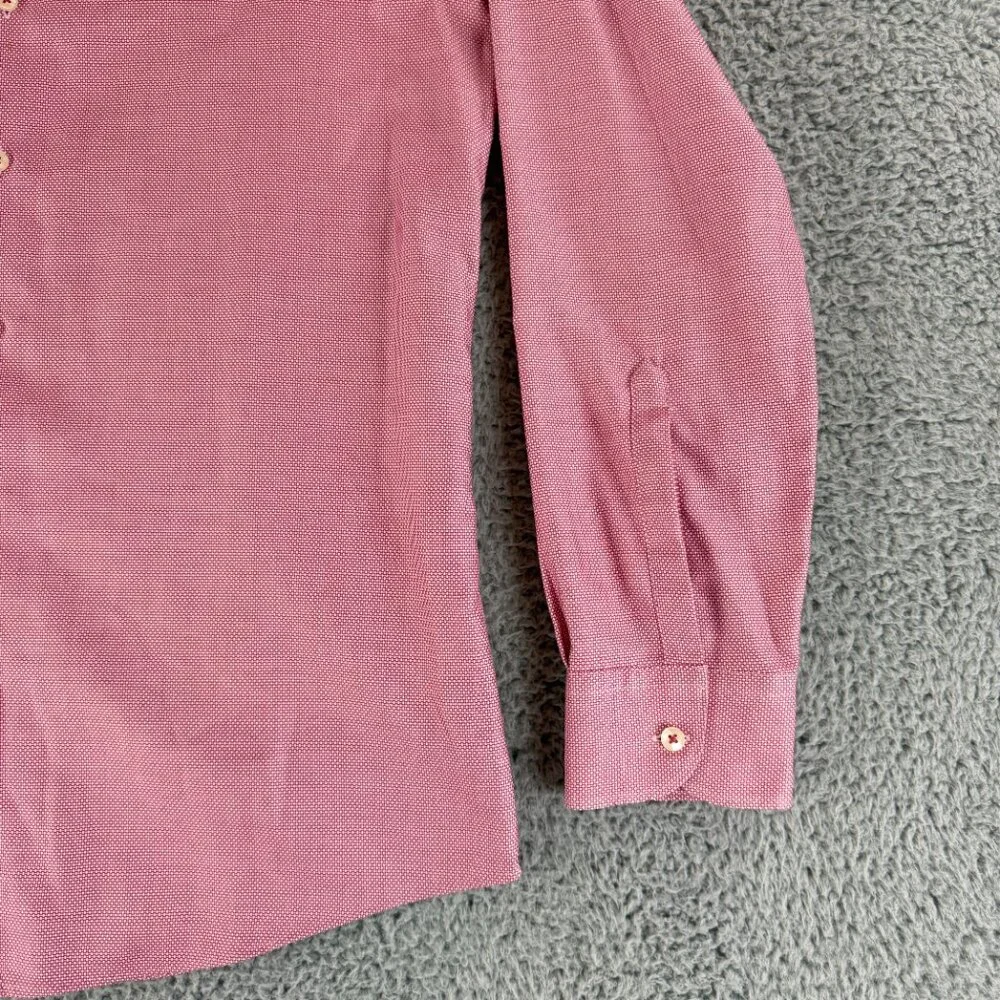 Charles Tyrwhitt Button-Up Dress Shirt Mens Large Pink‎ Extra Slim Fit Non-Iron